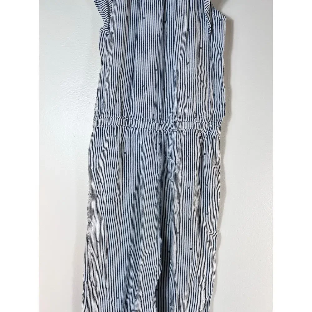OLD NAVY Girl’s Striped Ruffle Cap Sleeve Jumpsuit / Size: S 6-7
